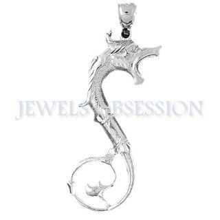 Rhodium Plated 925 Sterling Silver Dragon Pendant Jewelry