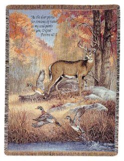 Religious Fur, Feathers and Fall Bible Verse Tapestry Throw Blanket 50" x 60"  