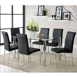 Nondalton Black Finish 7 Piece Chrome plated Steel Dining Set   Dining Room Furniture Sets
