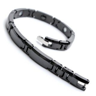 K Mega Jewelry 7mm Slim Black Tungsten Magnetic Hematite Mens Bracelet 7.8" B763 Link Bracelets Jewelry