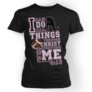 Inspirational Religious Female T Shirt   I Can Do All Things   Football   Size Medium 