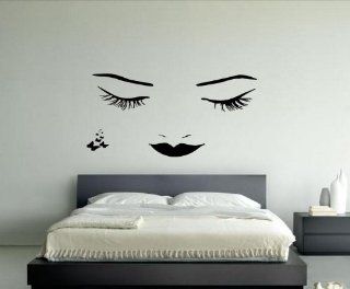 Wall Vinyl Sticker Decals Mural Bedroom Beautiful Woman Girl Lips Eyes Butterfly Eyelashes 766   Wall Decor Stickers
