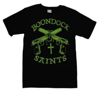Boondock Saints   Boondock Guns and Rosary Mens T Shirt in Black S Movie And Tv Fan T Shirts Clothing