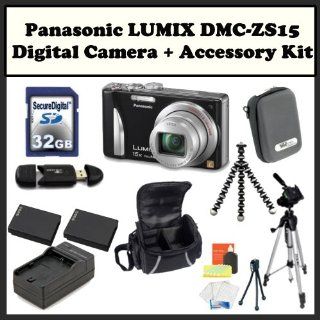 Panasonic LUMIX DMC ZS15 Digital Camera + Accessory Kit. Includes 32GB Memory Card, Memory Card Reader, 2 Extended Life Replacement Batteries, Hard Case, Large Soft Carrying Case, Rapid Travel Charger, Gripster Tripod, LCD Screen Protectors, Cleaning Kit,