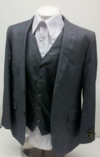 New Mens 3 Piece (Jacket, Pants & Vest) Shiny Gray Sharkskin Slim Fit Dress Suit at  Men�s Clothing store Business Suit Pants Sets