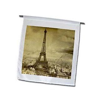 3dRose fl_6795_1 Eiffel Tower Paris France 1889 Sepia Tone Garden Flag, 12 by 18 Inch  Outdoor Flags  Patio, Lawn & Garden
