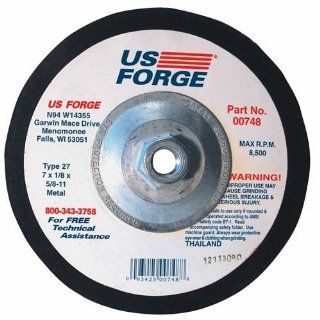 US Forge 748 Grinding Wheel TYPE #27 Abr Thr/Hub, 7 Inch by 1/8 Inch by 5/8 Inch 11   Power Sander Accessories  