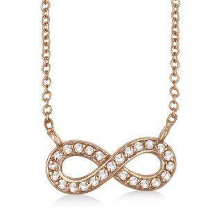 Pave Set Diamond Infinity Pendant Necklace 14K Rose Gold (0.20ct) Allurez Jewelry