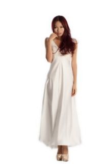 Fashion Perfactory Women's Romantic Silk Lace Up Back Long Gown in White
