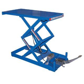 Vestil SCTAB 750D Steel Double Foot Pump Scissor Lift Table with Painted Blue Finish, 750 lbs Capacity, 40" Length x 20" Width Platform, 7" 35" Height