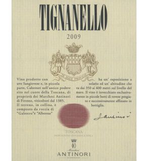 2009 Tignanello, Tuscany 750 mL Wine