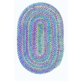 Oval Botanical Isle Style Braided Rug in Blue (Blue) (.5"H x 24"W x 36"D)   Area Rugs