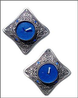 Small Square Art Nouveau Travelling Candlesticks with Blue Stone  Other Products  