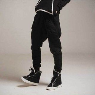 TRURENDI Men Casual Harem Baggy Jogging Hip Hop Dance Sport Sweat Pants Trousers (L, Black) Beauty