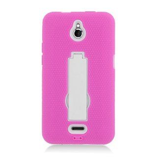 HW ASCEND PLUS/881C HYBRID CASE WHITE HOT PINK #774 Stand Cell Phones & Accessories