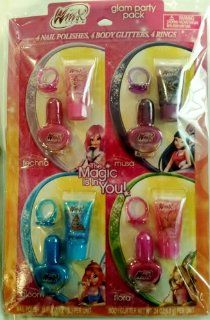 Winx Club Glam Party Pack Nail Polish, Body Glitter and Rings Toys & Games