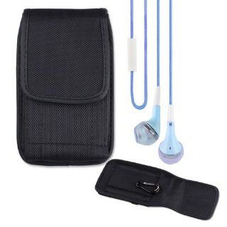 Heavy Duty Vertical Nylon Canvas Carrying Cell Phone case / Belt Clip Holster for Samsung galaxy note 3 (Black) + Vangoddy Headphone with MIC,Blue Cell Phones & Accessories
