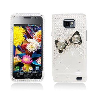 Bling Gem Jeweled Crystal Bow Tie Silver Transparent Clear Cover Case for Samsung Galaxy S2 S II AT&T i777 SGH i777 Attain i9100 Cell Phones & Accessories