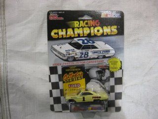 NASCAR #1 Dick Hutcherson Ford Racing Team Stock Car With Driver's Collectors Card And Display Stand. Racing Champions Collector's Series Ford Fastbacks With White #28 Lafayette Ford Series Car On Top Of Package. Toys & Games