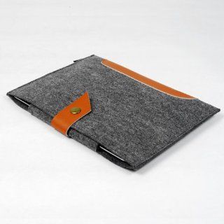 Lavievert Handmade Gray Felt Case Leather Bottom Bag Sleeve with Leather Strap Magnetic Button for Apple the New iPad, iPad 4, iPad 3 and iPad 2 Computers & Accessories