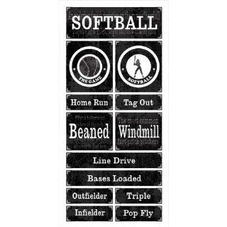 Softball Grunge Cardstock Scrapbook Stickers (18248)