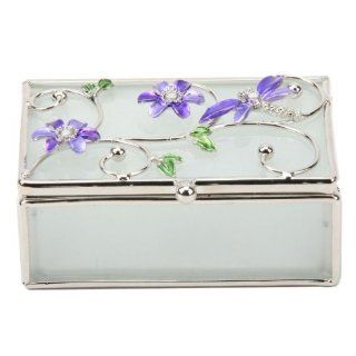 Purple Dragonfly and Diamante Glass Trinket Box Gift   Decorative Boxes