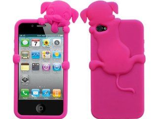 Puppy Pink Dog Embossed Silicon Gel for Apple iPhone 4S AT&T Verizon Sprint Cell Phones & Accessories