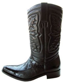 $785 Mezlan Jesse Alligator Black Cowboy Boots Shoes 11 Shoes