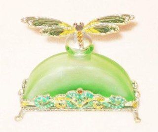 Cloisonne Green Perfume Bottle with Dragonfly Stopper   Decorative Bottles