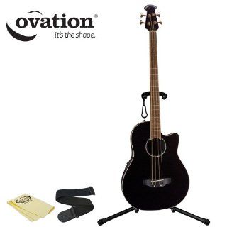 Ovation CC2474 Mid Depth Acoustic Bass Guitar Pack   Includes Strap, Stand & GoDpsMusic Polish Cloth Musical Instruments