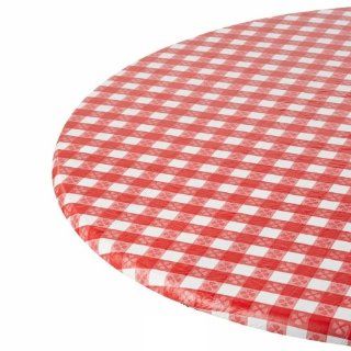Kwik Cover 48PK RW 42 48'' Round Individually Packaged Kwik Cover   Red Gingham Fitted Table Cover Individually Wrapped, 2 Bags of 25
