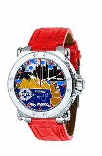 Gio Monaco Men's 766 A3 Graffiti Automatic Geographic Scenes Dial Red Alligator Leather Watch Watches