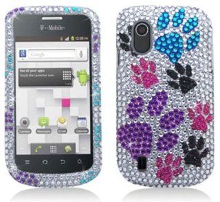 Aimo ZTEV768PCLDI668 Dazzling Diamond Bling Case for ZTE Concord V768   Retail Packaging   Colorful Paws Cell Phones & Accessories