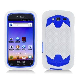 Aimo SAMT769PCMSK019 Durable Rugged Hybrid Case for Samsung Galaxy S Blaze 4G T769   1 Pack   Retail Packaging   White/Blue Cell Phones & Accessories