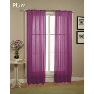 Plum Sheer Window Curtain Drapery Panel  1 Panel, Fully Stitched, 55"w X 84"l   Window Treatment Sheers
