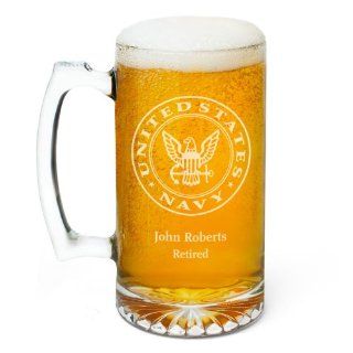 Navy Personalized Beer Mug Kitchen & Dining