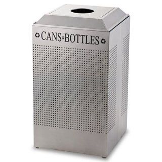 Silhouette Steel Can/Bottle Recycling Receptacle in Silver