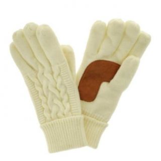 Isotoner Womens Ivory Cuffed Cable Knit Gloves Fleece Lined Off White Iso Cold Weather Gloves