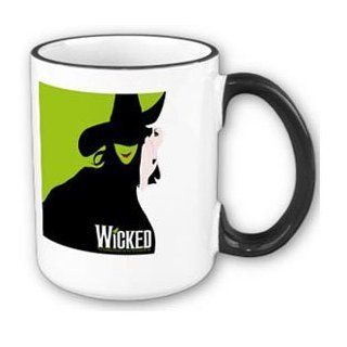 Broadway Wicked Coffee, Tea, Hot Coco Mug With Black Rim & Black Handle. Includes Pinback Buttons And Gift Box.  Wicked The Musical Gifts  