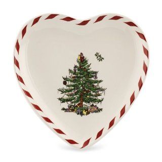 Spode Christmas Tree Peppermint Heart Shaped Canap Plate, Set of 4 Kitchen & Dining
