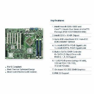 Supermicro X7SBA LGA775/ Intel 3210/ FSB 1333/ DDR2 800/ RAID/ V&2GbE/ ATX Server Motherboard Computers & Accessories