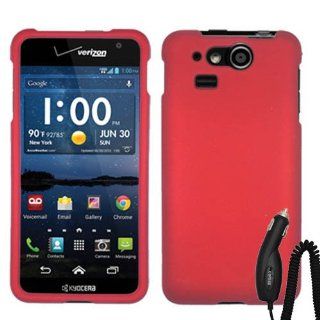 KYOCERA HYDRO ELITE C6750 RED RUBBERIZED COVER SNAP ON HARD CASE + CAR CHARGER from [ACCESSORY ARENA] Cell Phones & Accessories