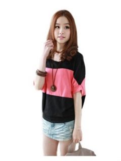 Casual Loose Top Stripe Batwing Short Sleeve Fashion T Shirts