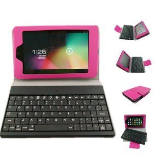 Monlyn Luxury Rose PU Leather Ultra Slim Stand + Smart Case Cover With Wireless Bluetooth Detachable Removable Keyboard For Google Nexus 7 Tablet 2013 Generation Android 4.3 Computers & Accessories