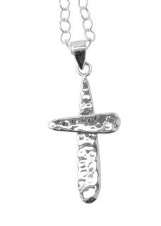 Barse Sterling Silver Hammered Cross Necklace Pendant Necklaces Jewelry