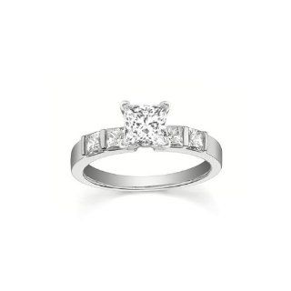 0.50 CaratPrincess Cut DiamondEngagement Ring on 14K White Gold Engagement Rings Jewelry