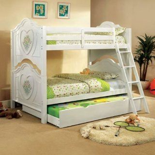 Isabella White Finish Duo Twin Size Bunk Bed w/ Trundle Home & Kitchen