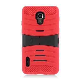 Eagle Cell Skin Case with Kickstand for LG Optimus F7/US780   Retail Packaging   Red/Black Cell Phones & Accessories