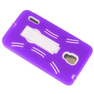 [JNJ] LG Optimus F7 US780 Case Heavy Duty Dual Layer Hard Soft Cover w/ Kickstand (Purple White) Cell Phones & Accessories