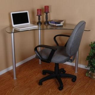 RTA Home and Office T1D 121 NEW Tier One Designs Clear Glass Corner Computer Desk   Desks